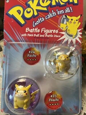 2-дюймовые боевые фигурки покемонов Hasbro No25 Pikachu No26 Raichu запечатанные 1999 новые в коробке - Изображение 1 из 2