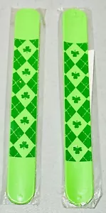 Lot-2 Saint St. Patrick’s Day Green Clover Irish Slap Bracelet Very Thick - Picture 1 of 2