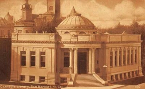 Carnegie Bibliothek, San Bernardino, CA um 1910 Vintage Postkarte - Bild 1 von 1