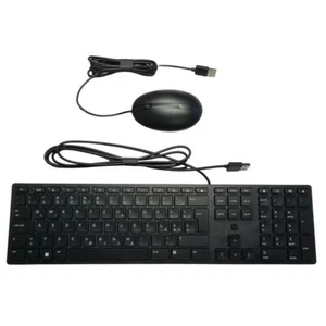 HP Keyboard Mouse Set Wired Desktop 320MK Split Resistant Slim Numpad QWERTY EU - Picture 1 of 8