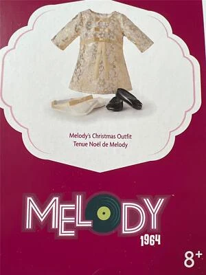 Nuevo Conjunto de Navidad American Girl Melody ~ Vestido de Fiesta Elegante de Satén Dorado ~ Zapatos Foto 1 de 4