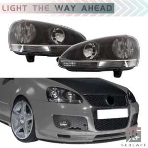 Black For Volkswagen Jetta GTI MK5 2006 2007 2008 2009 Headlights 06-09 Headlamp - Picture 1 of 12
