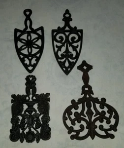 Cast Iron Trivet Lot Of 4 Vintage Various Makers Wilton EMIC Cathedral - Picture 1 of 5