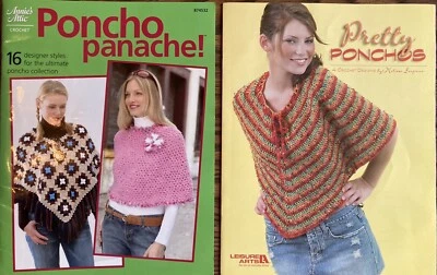 Poncho Panache & Pretty Ponchos Crochet Pattern Books Yarn Fashion Annie's Attic - Image 1 of 4