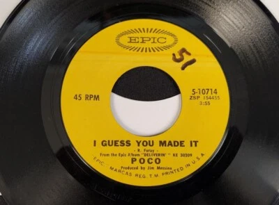 POCO "C'mon / I Guess You Made It" EPIC Records 7" Single 45 RPM Vinyl Record - Image 1 of 2