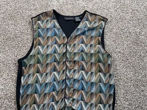 Jhane Barnes Textured Chevron Pattern Sweater Vest Adult Medium Cotton Knit - Picture 1 of 10
