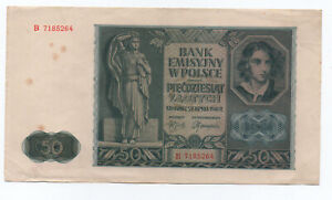 Banknote Geldschein Polen 50 Zloty 1941