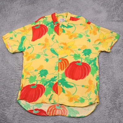 Camisa Hawaiana Vintage Jams World Para Hombres Grande Calabaza Calabaza Estampado Vegetal Comida Foto 1 de 4