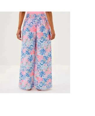 Lilly Pulitzer NWT ENZO Pant Coverup Elephant Splash Cotton Wide Leg LARGE - Image 1 of 4