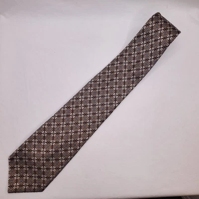 Bruno Piattelli 棕色和蓝色领带 100% 真丝美国制造  — 第 1/4 张图片