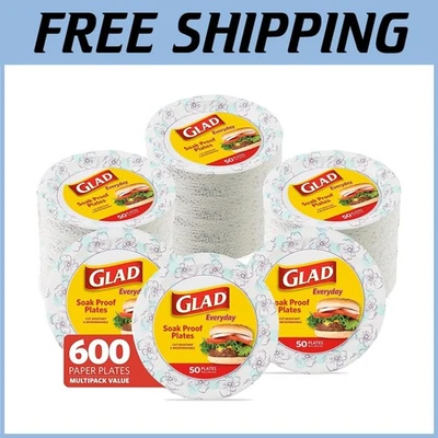 Platos de papel flor azul biodegradables - 10 pulgadas, 600 unidades Foto 1 de 4