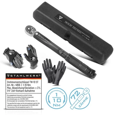 STAHLWERK Drehmomentschlüssel 1-10 Nm 1/4“ Umschaltknarre Ratschenschlüssel  - Bild 1 von 4