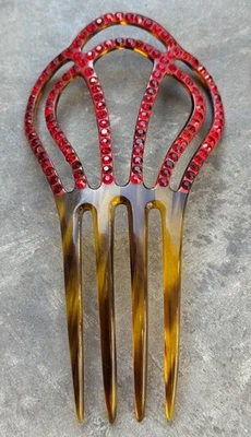 Pente de cabelo celulóide strass vintage - 5,5 pol - Imagem 1 de 2