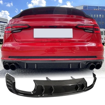 Для Audi S4 A4 B9 S Line 2017-2019 комплект диффузора кромки заднего бампера из настоящего углерода - Изображение 1 из 4