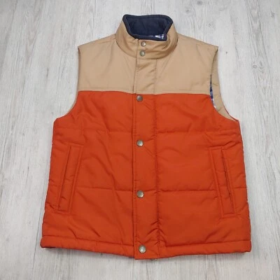 Brooks Brothers 346 Men Puffer Vest Jacket Small Nylon Shell Quilted Orange Tan - Image 1 of 4