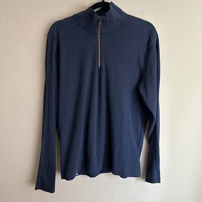 Suéter Pullover Robert Graham 1/4 Cremallera Para Hombres M Cuello Simulado Manga Larga Azul Algodón Foto 1 de 4