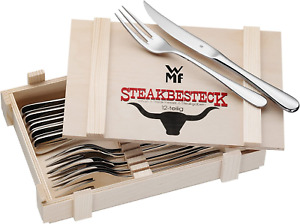 WMF Steakbesteck 12-Teilig Steakgabel Steakmesser Für 6 Personen in Holzkiste Cr