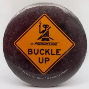 Vintage ET Be Progressive Buckle Up Pinback Button Extra Terrestrial Insurance - Bild 1 von 4