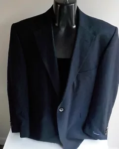 Blazer espina de arenque azul/mezcla de lana/cachemira azul marino/negro talla 48R nuevo sin etiquetas - Imagen 1 de 6