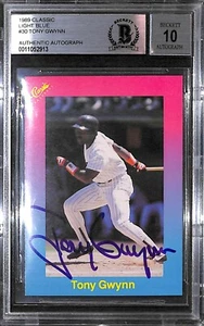 Tony Gwynn Signed 1989 Classic Light Blue Card #30 BAS COA Gem Mint 10 Autograph - Picture 1 of 12