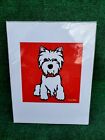 'Westie On Red" Dog Print Marc Tetro Art Matted 14” X 11” Print Is 8” X 8