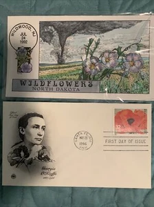 WILDFLOWERS-US #2696 WILD FLAX WILDFLOWER COLLINS HAND PAINTED WILDWOOD, NJ 1992 - Picture 1 of 2