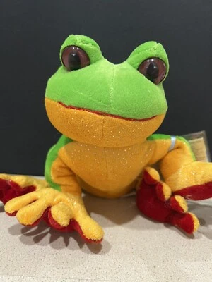 Webkinz Tree Frog w/ attached Tag Sealed Unused Code HM109 Green Yellow Red - Image 1 of 4