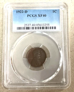1922 D Lincoln Wheat Cent PCGS XF40 - Picture 1 of 4