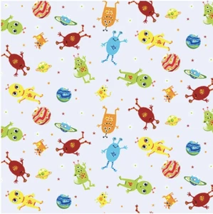 Henry Glass Blast Off Into Space Aliens Allover Gray Fabric By The Yard - Picture 1 of 1