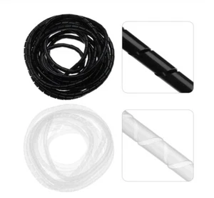 50cm GUAINA SPIRALE NERA TRASPARENTE AVVOLGICAVO TUBO SPIRALATA CAVO protezione - Photo 1/3