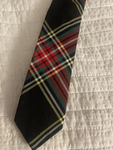 Crewcuts J Crew Boys Cotton Slim Tie Plaid Tie Black Red Yellow 2.25" x 52" - Picture 1 of 3