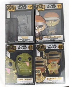 Set of 4 Star Wars Funko Pop Large Enamel Pins Lando Jabba Boushh Leia Han Solo - Picture 1 of 9
