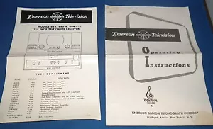vintage TV Emerson Television owners manual 655, 660, 664, 673 12 1/2 INCH TV - Picture 1 of 2