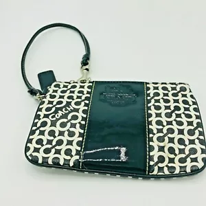Cartera Coach Cambio Muñequera Charol Negro Blanco Club Boho Chic - Imagen 1 de 7
