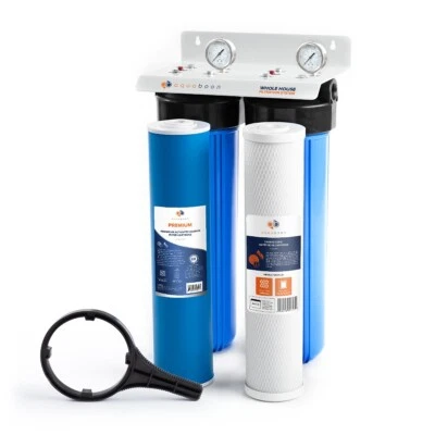 2-Stage Big Blue 20" Whole House System 1" Port+,GAC, CTO Carbon,Gauge - Image 1 of 4