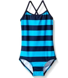 Kanu Surf Girls Kids Layla Banded One Piece Striped Multi Swimsuit Size 6 00453 - Picture 1 of 2