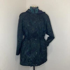 DARK GREEN FALL WINTER PARKA SKI HOOD COAT JACKET VTG STREET WEAR 90s STYLE MED - Picture 1 of 8