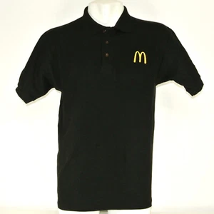 McDONALD'S Hamburgers Employee Uniform Polo Shirt Black Size M Medium NEW - Picture 1 of 11