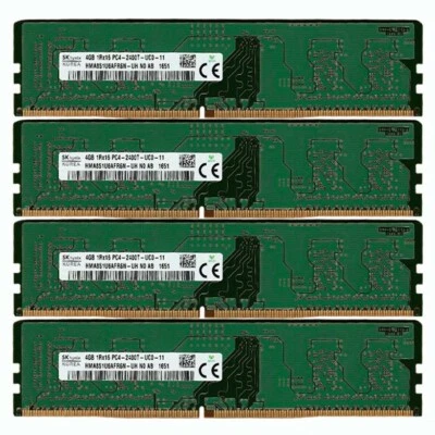 SK hynix 4x 4GB 1RX16 PC4-2400T DDR4 19200MHz 288Pin UDIMM Desktop Memory RAM - Image 1 of 3