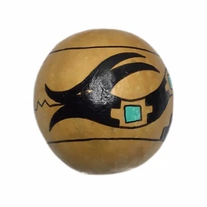 Vintage Handarbeit Ornament Drache Schlange ägyptisch schwarz türkis hellbraun handbemalt EUC - Bild 1 von 6