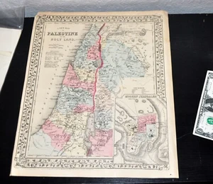 1881 zweiseitige "neue" Karte von Palästina und Asien. aus Mitchells Atlas der Welt - Bild 1 von 3