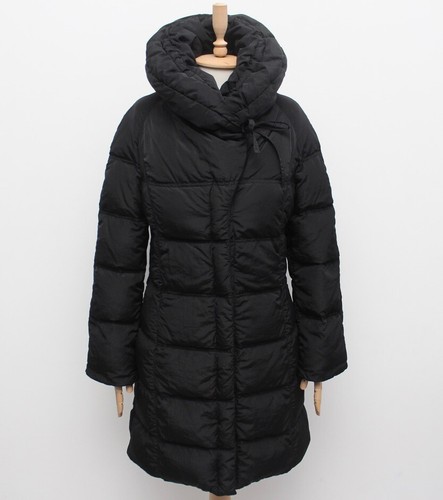 Cappotto Donna MONCLER Vintage Trapuntato Piumino Lungo RARO Nero 0 Taglia S