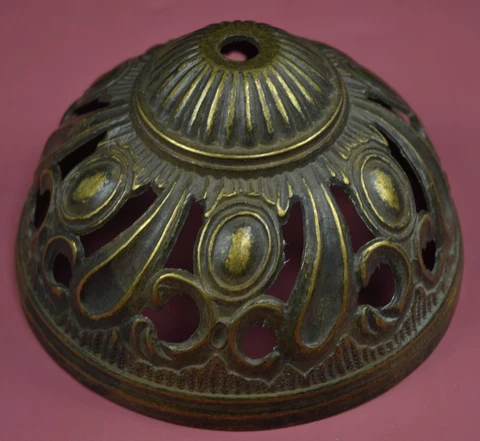 Vintage Ornate Dome Brass Lamp Part Cover