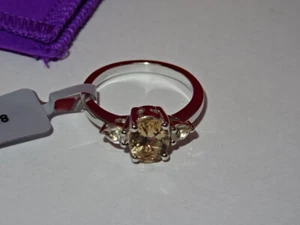 #98 Gemporia Sterling Silver Champagne Quartz & White Topaz Ring & COA Size Q - Picture 1 of 6