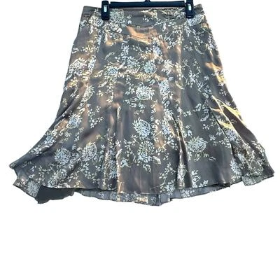 Banana Republic Silk Floral Print Midi Skirt, Neutral, Romantic, Feminine Size 6 - Image 1 of 4