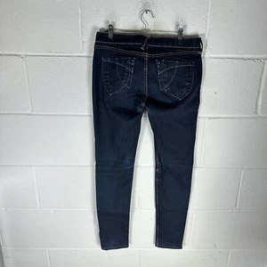 Evisu Jeans Womens W27 Blue Denim Indigo Japanese Gulls Y2K Skinny Slim Zip Fly - Picture 1 of 14