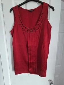 Debenhams Collection Red Sleeveless Blouse Top Lightweight Holiday Size 20 - Picture 1 of 4