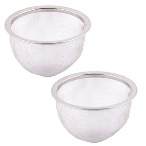 2 Pcs 80mm Dia Stainless Steel Round Mesh Tea Leaf Strainer Spice Teapot Filter - Picture 1 of 3