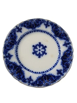 Prato de sobremesa vintage Johnson Brothers Albany Flow azul (7-1/8") Inglaterra (chip) - Imagem 1 de 4