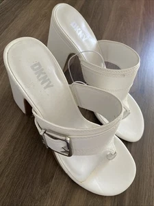 DKNY Damen-Sandalen weiß US 7,5 M BLOCKABSATZ ZEHENSANDALE - Bild 1 von 12